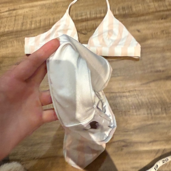 Striped Peach and White Bikini Set - Picture 3 of 8